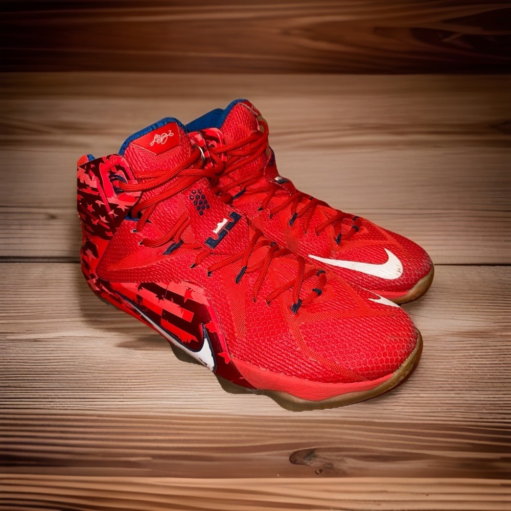 Nike LeBron 12 XII USA Independence Day Size 12.5 Crimson Red & Blue